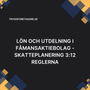 Lön och utdelning i fåmansaktiebolag - skatteplanering 3:12 reglerna