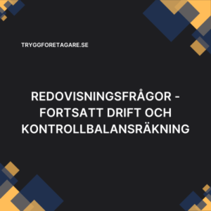 Redovisningsfrågor - fortsatt drift och kontrollbalansräkning